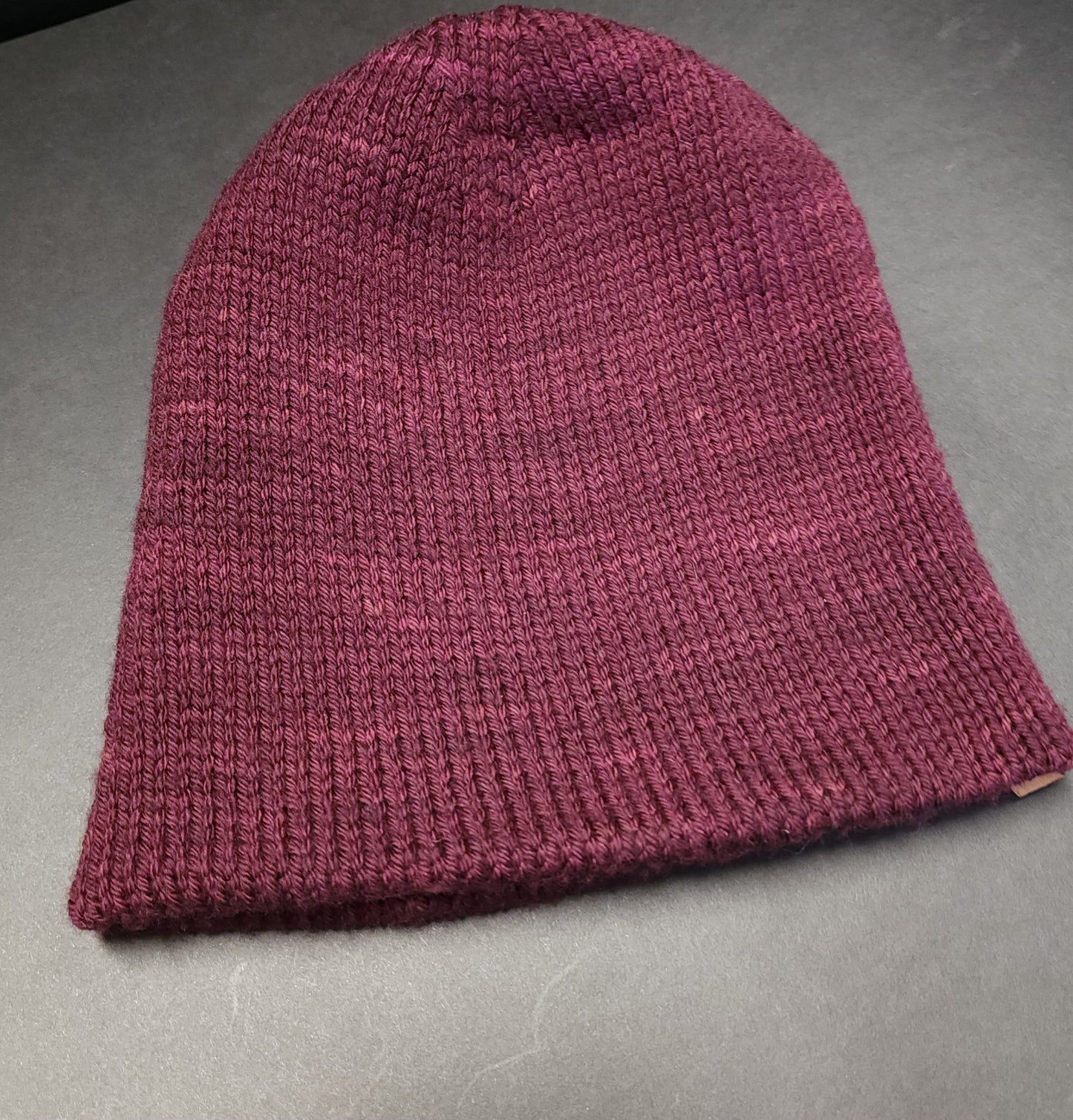 Maroon & Grey Wool Ski Hat Double Layer