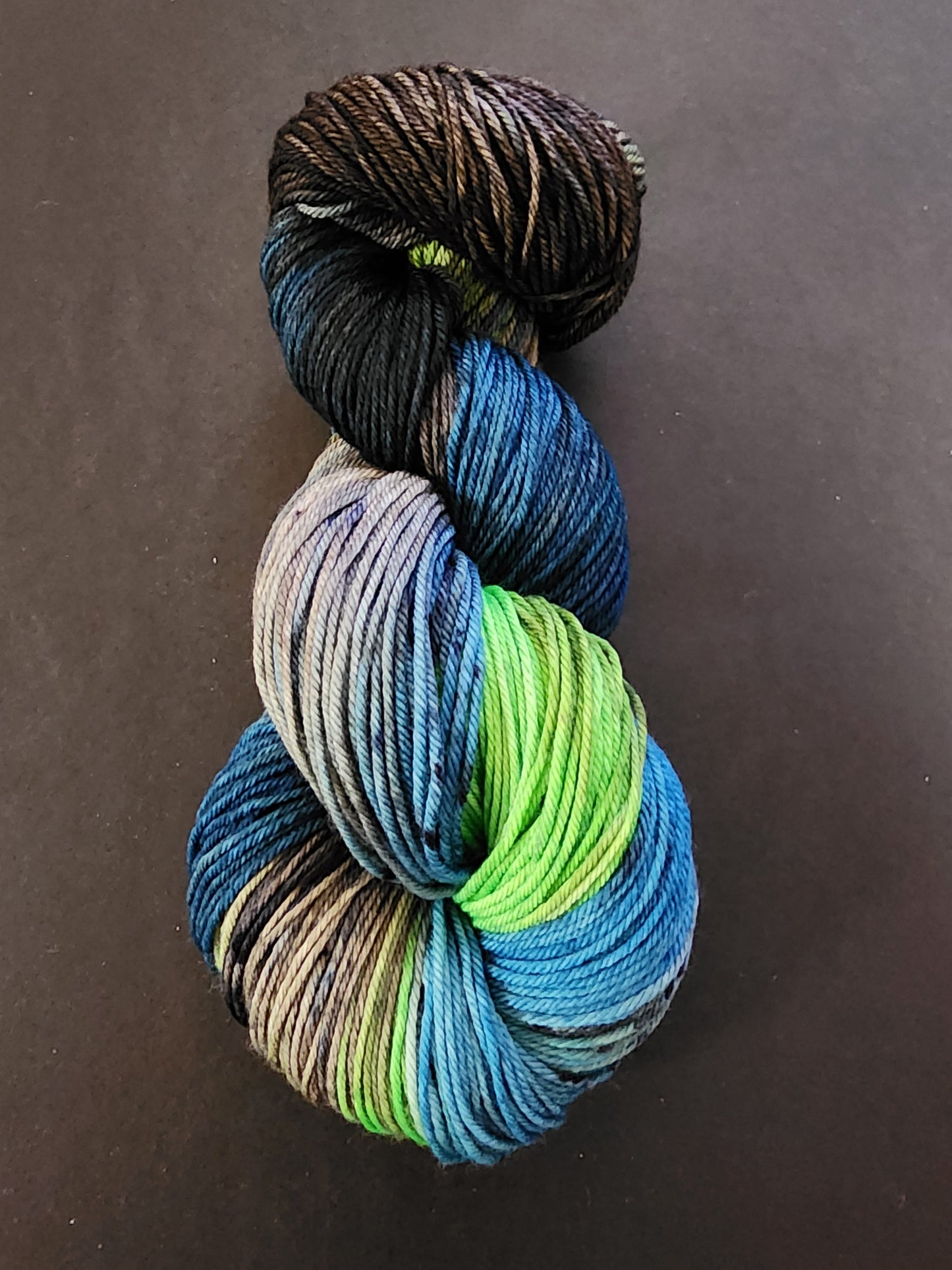 Blue Green Grey Variegated Sport Weight Wool Yarn