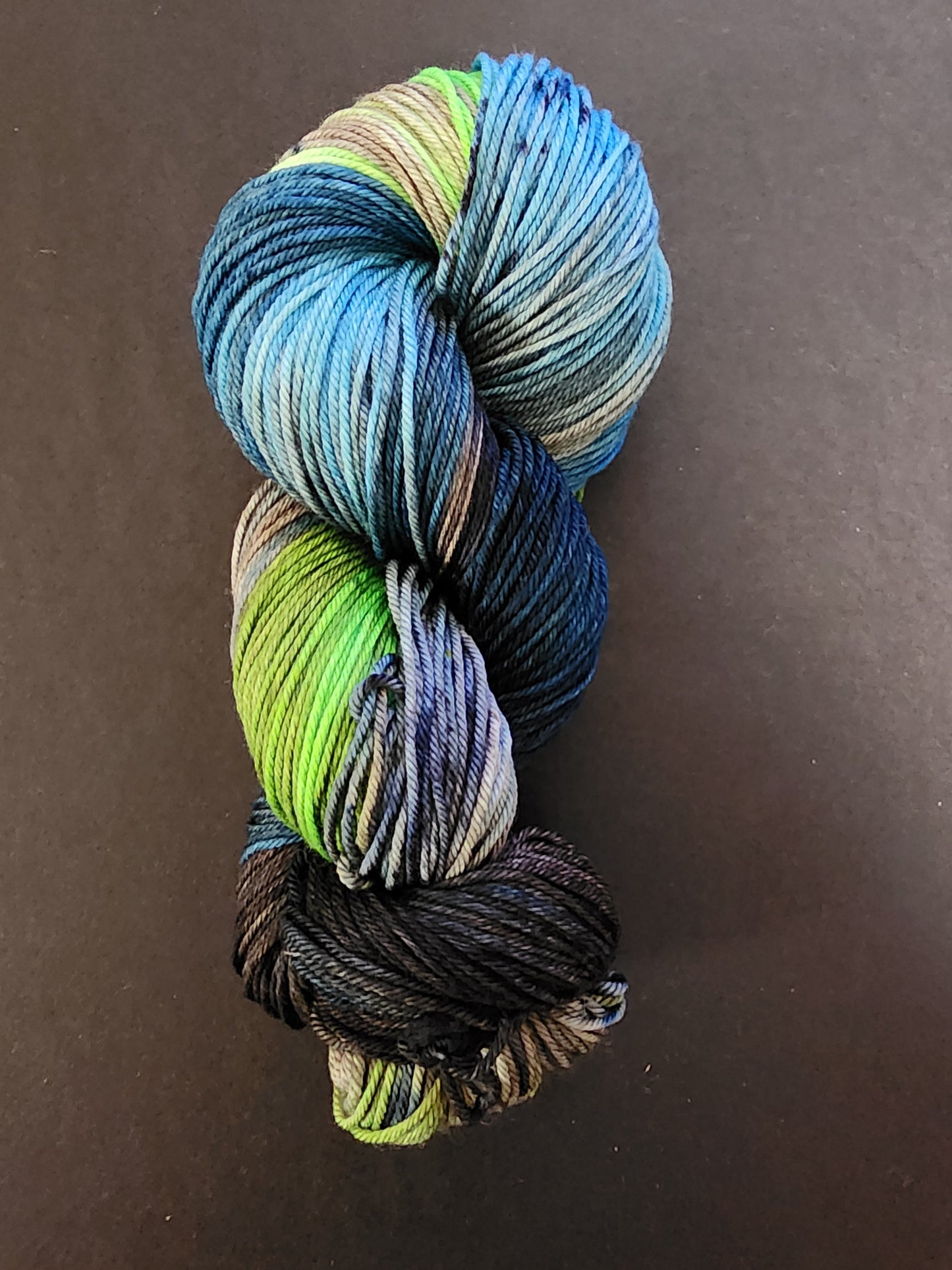 Blue Green Grey Variegated Sport Weight Wool Yarn