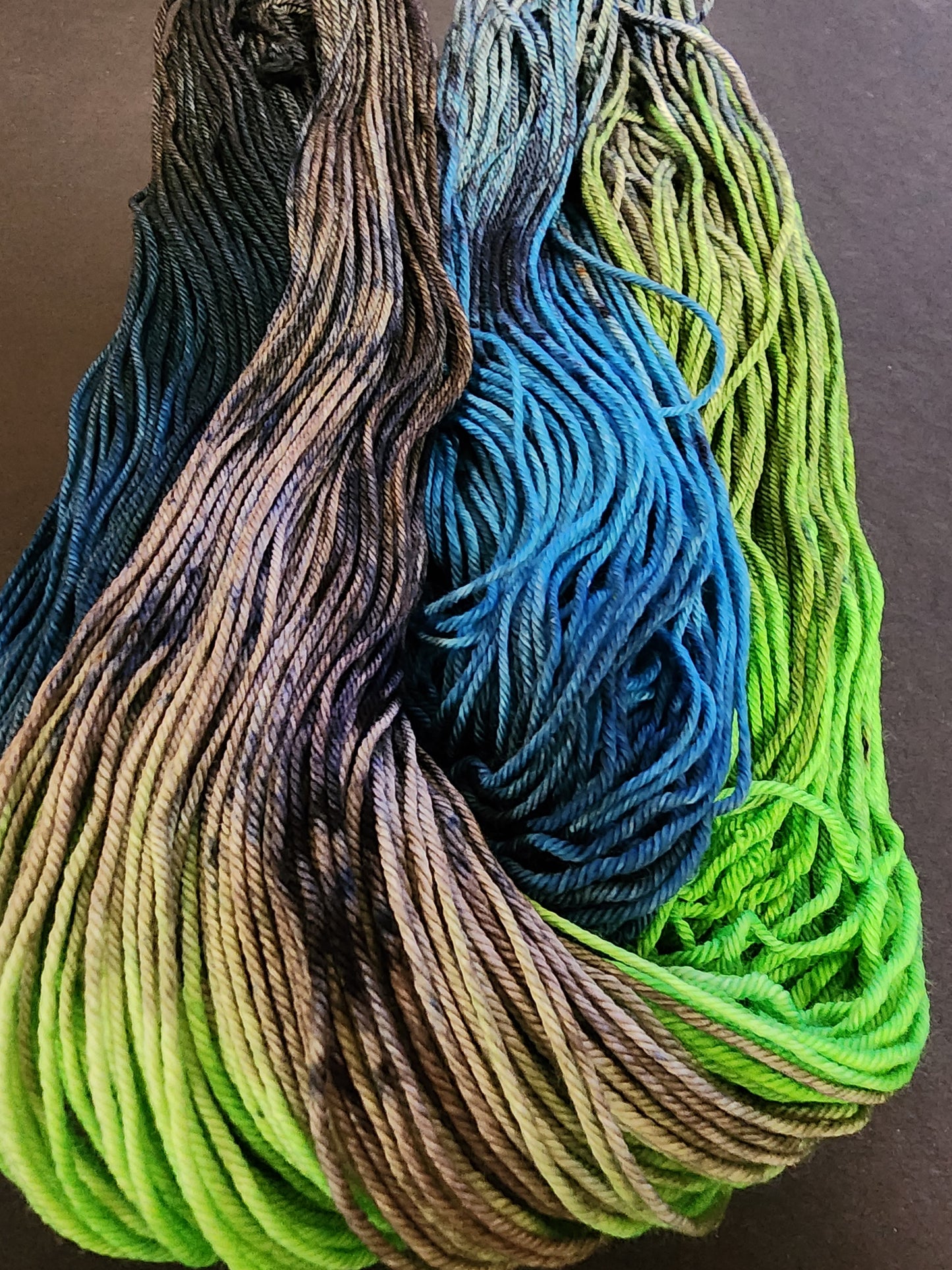 Blue Green Grey Variegated Sport Weight Wool Yarn