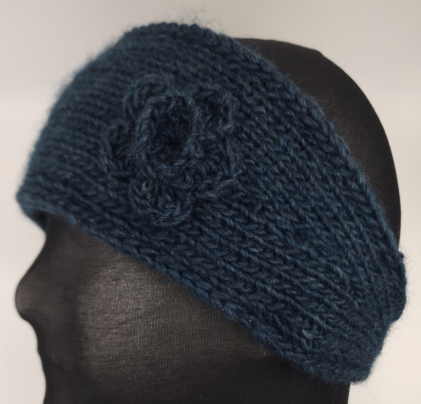 Dark Teal Ear Warmer Head Band Wool & Nettle Lined