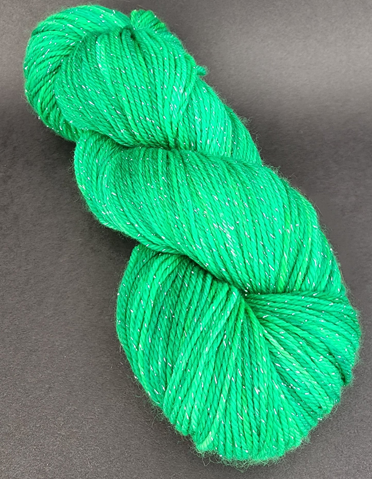 Sparkling Green Hand Dyed Wool Yarn