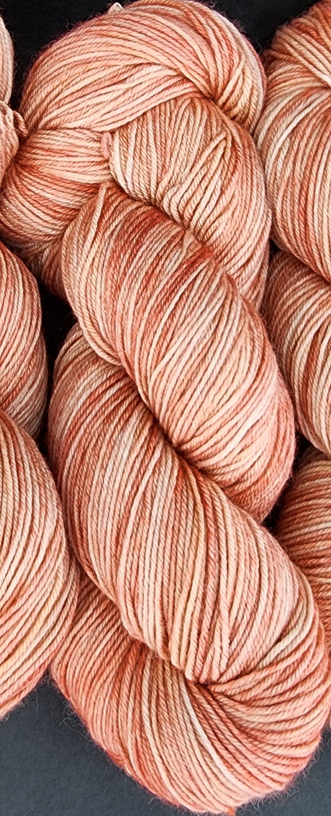 Peachy Salmon Variegated Hand Dyed Wool Yarn