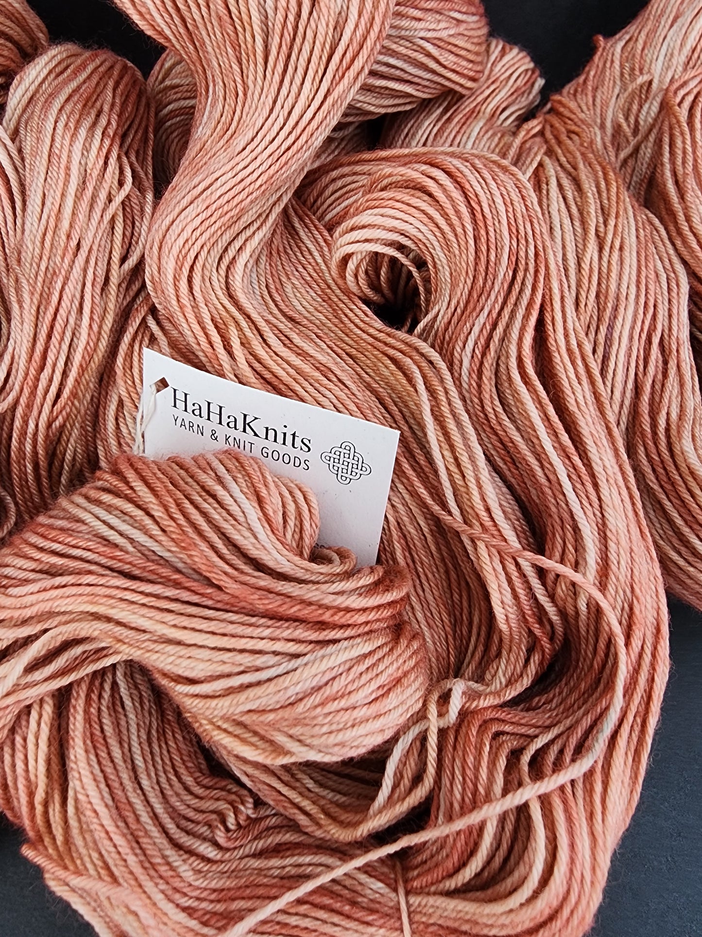 Peachy Salmon Variegated Hand Dyed Wool Yarn