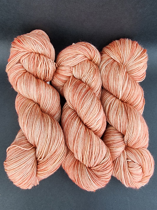 Peachy Salmon Variegated Hand Dyed Wool Yarn