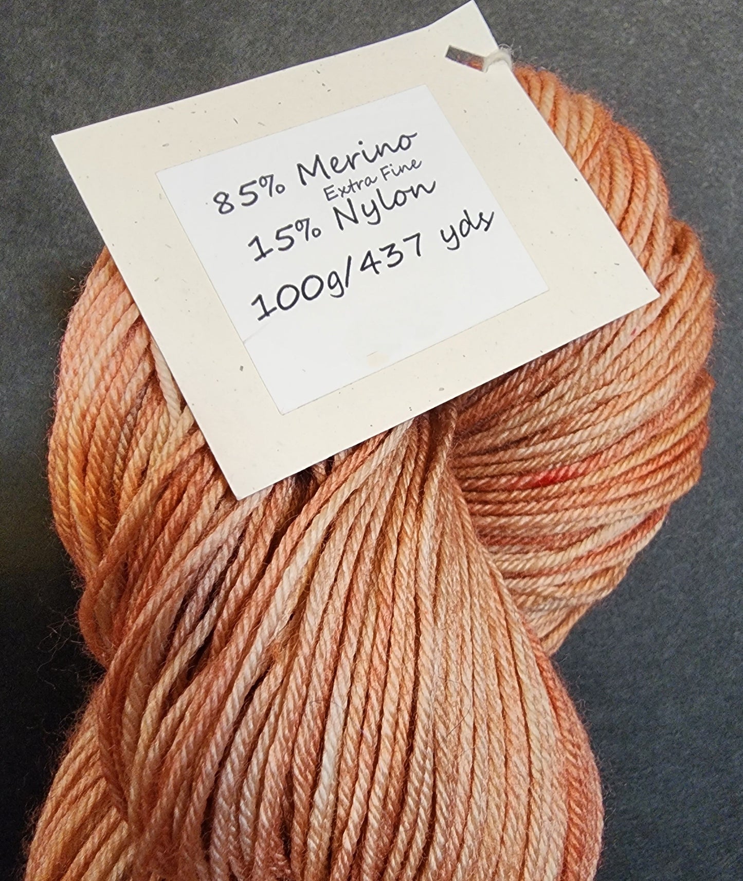 Peachy Salmon Variegated Hand Dyed Wool Yarn