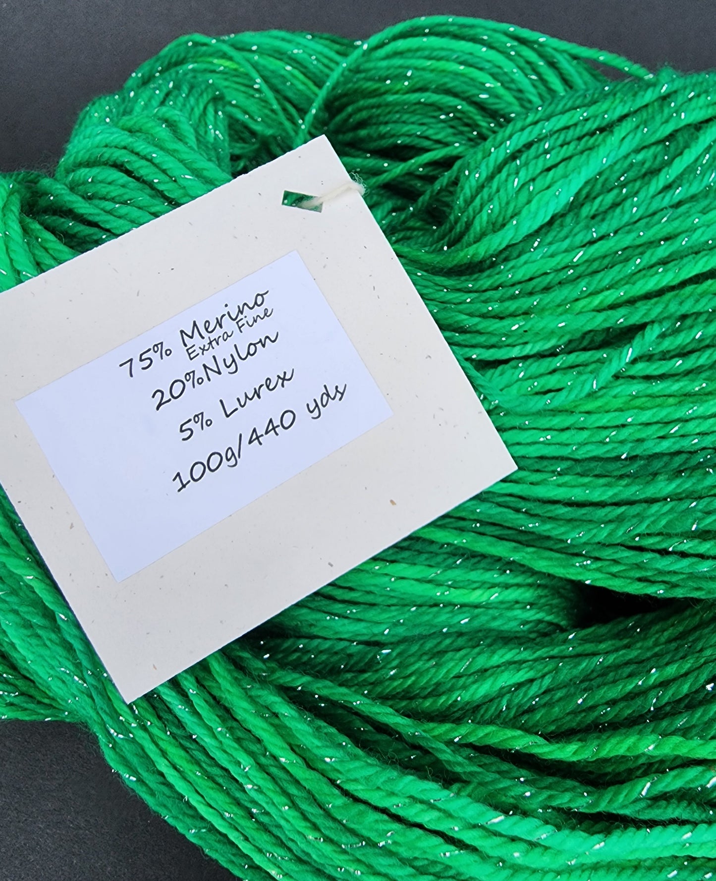 Sparkling Green Hand Dyed Wool Yarn