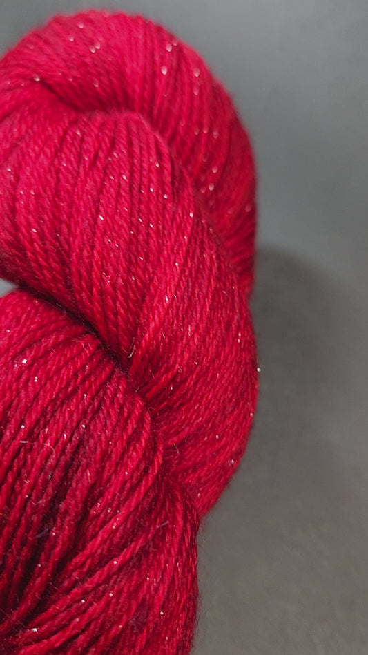 Sparkling Red Hand Dyed Yarn