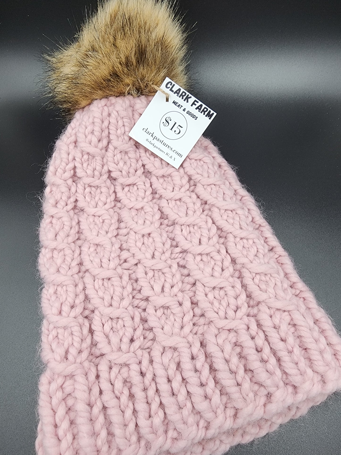 Dusty Rose Chunky Cable Knit Hat