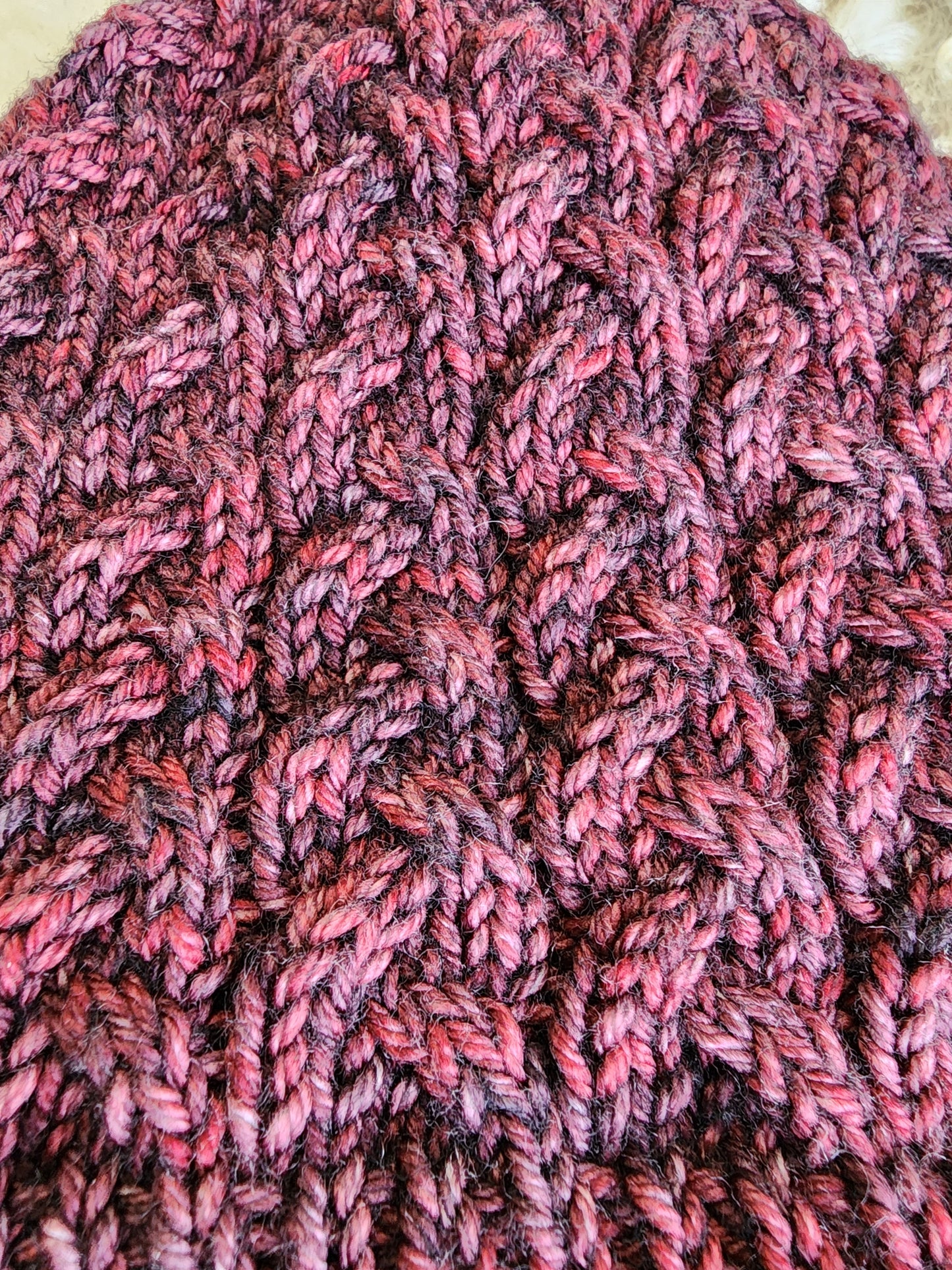 Cable Knit Beanie Maroon