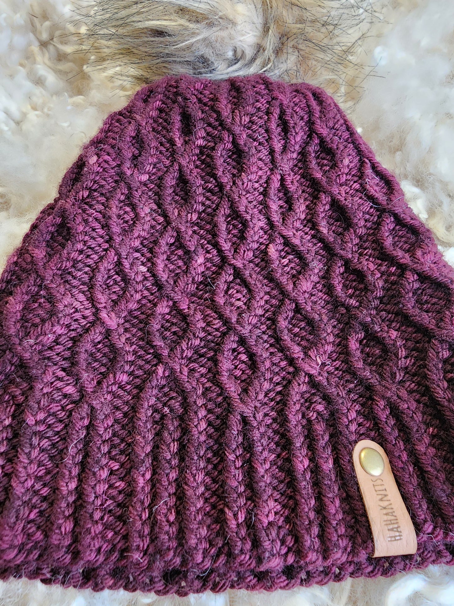 Maroon Wool Cable Knit Hat