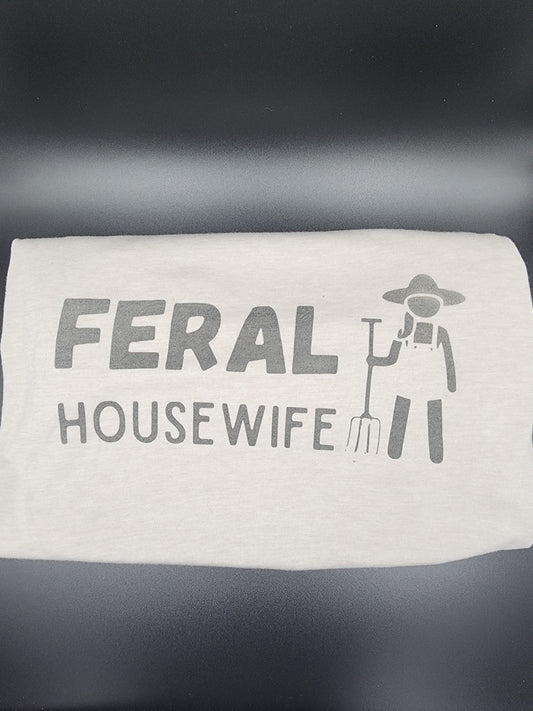 Feral Housewife Beige T-Shirt Adult Medium