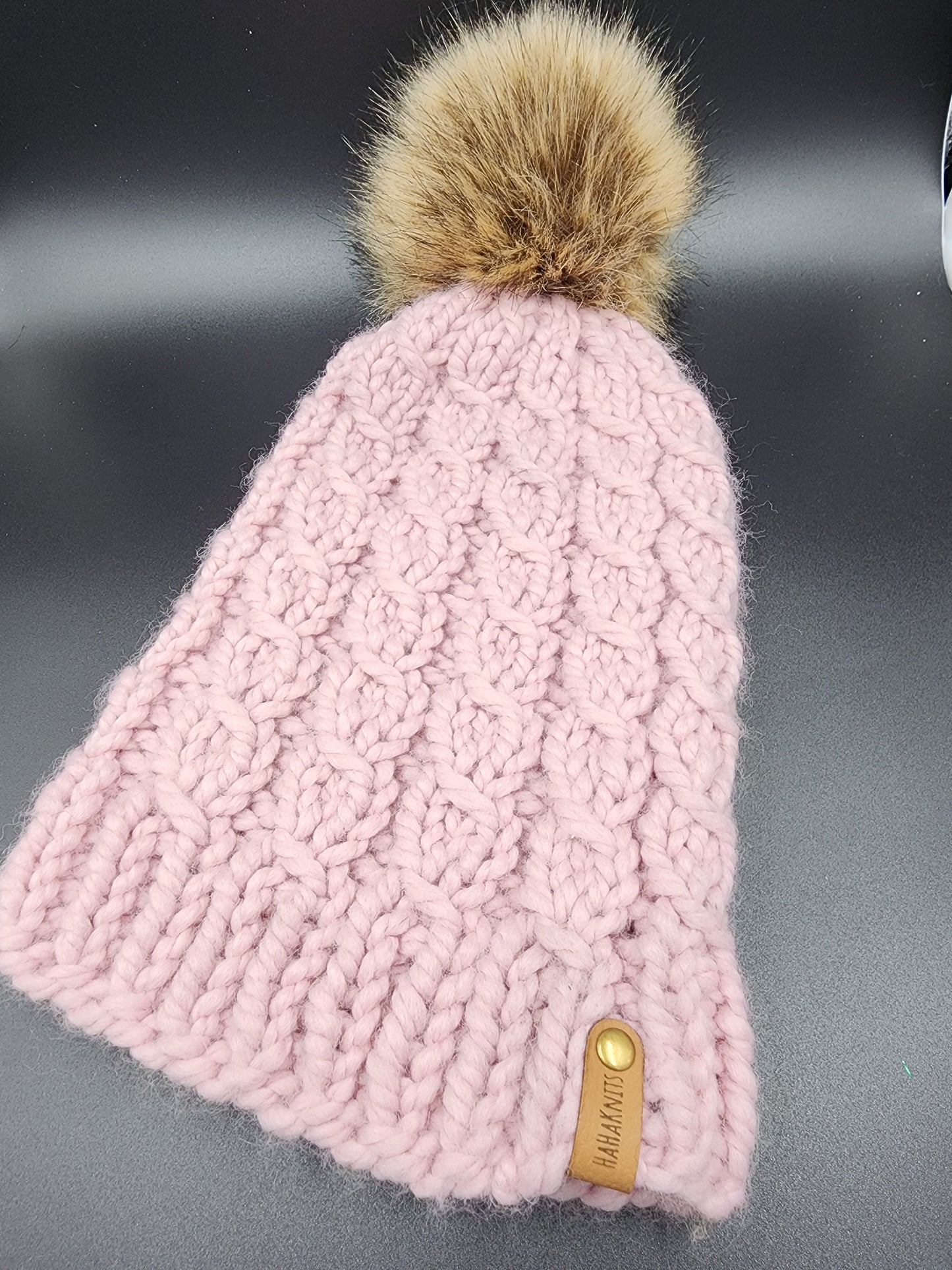Dusty Rose Chunky Cable Knit Hat