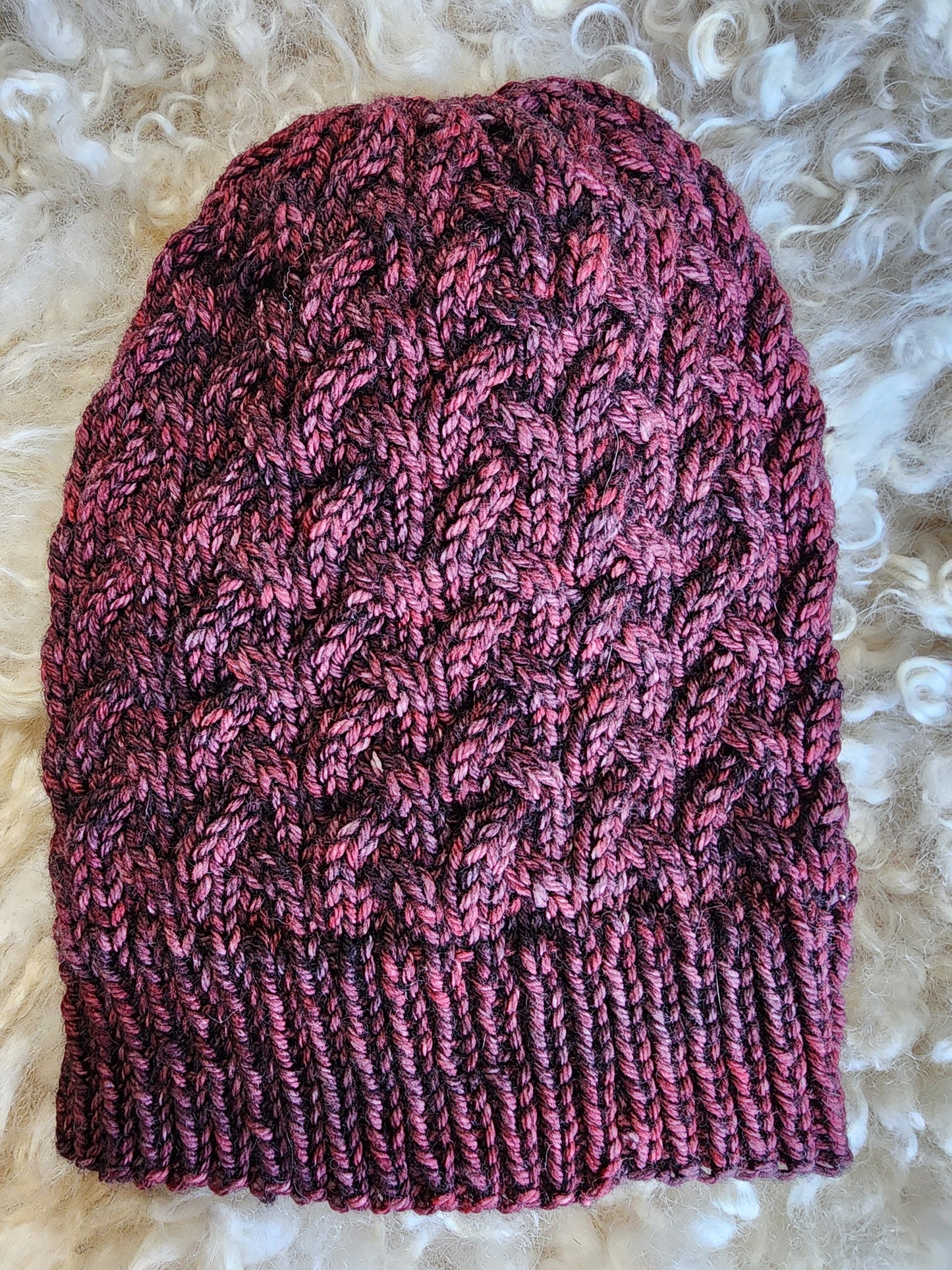 Cable Knit Beanie Maroon